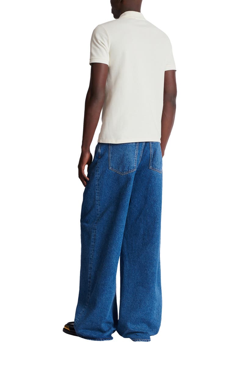 Balmain Embroidered cotton polo, Alternate, color, White