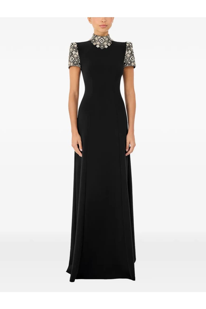 Pricile Embellished Maxi Dress, Alternate, color, Liquorice