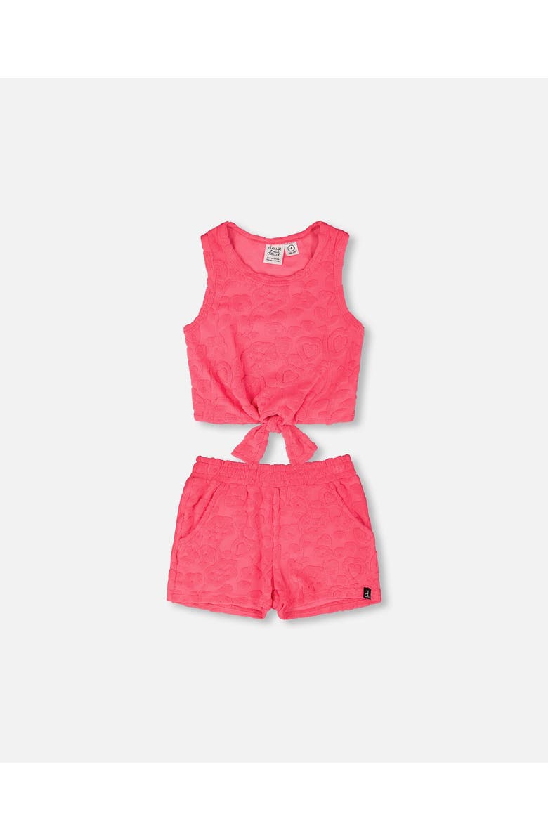 Deux par Deux Terry Tank Top with Elastic Waist Shorts Set, Main, color, Pink