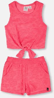 Deux par Deux Terry Tank Top with Elastic Waist Shorts Set