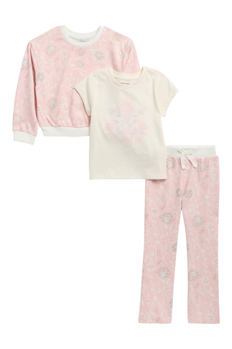 Kids' T-Shirt, Sweater & Pants Set, Main, color, PINK
