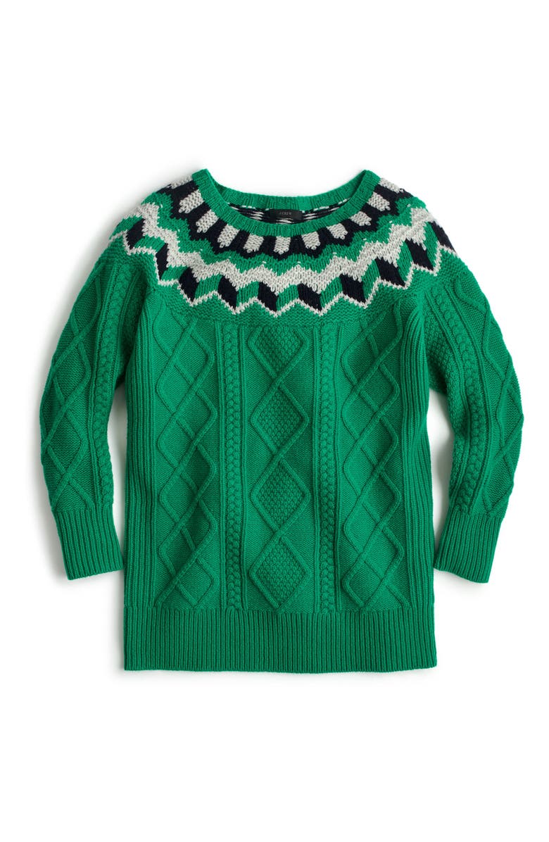 J.Crew Wide Neck Fair Isle Sweater, Alternate, color,