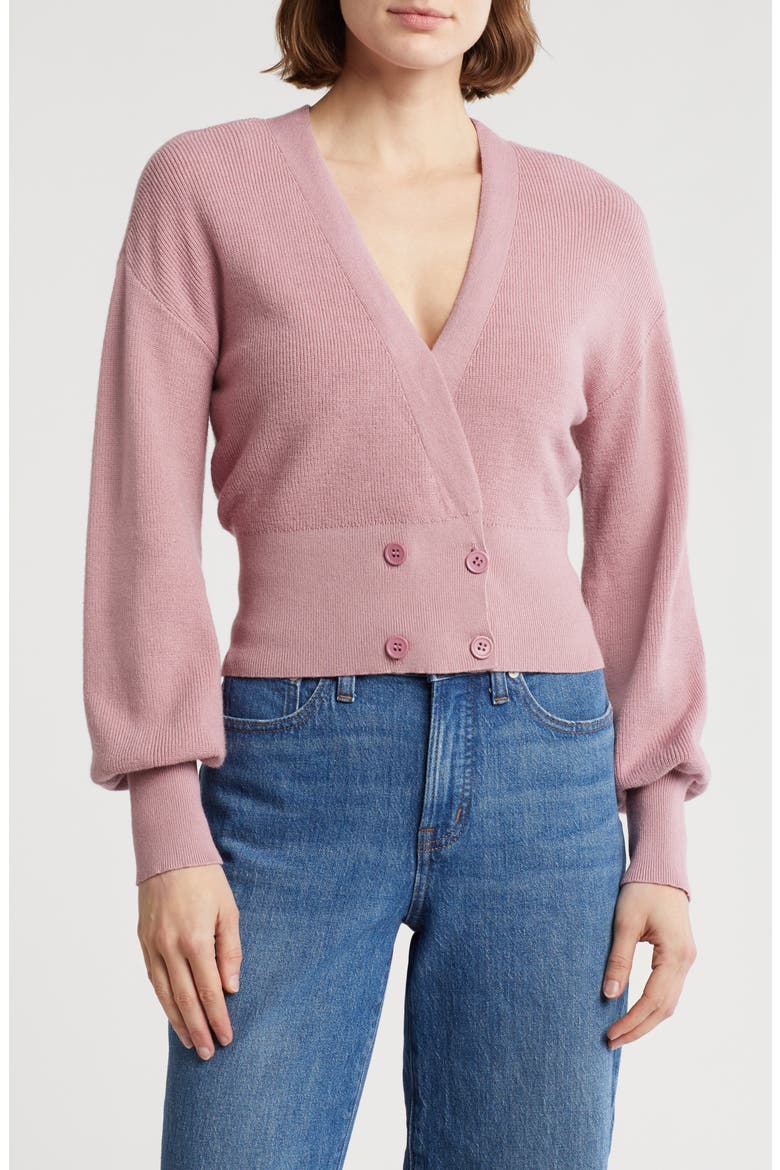 Juliet Double Breasted Crop Cardigan, Main, color, FOXGLOVE