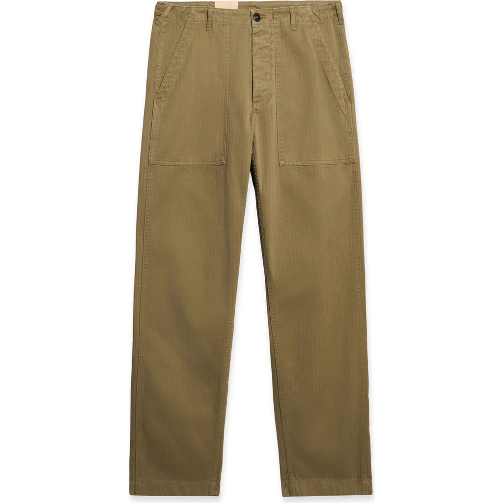 Fortela Newfatigue Herringbone Cotton Fatigue Trousers In Brown