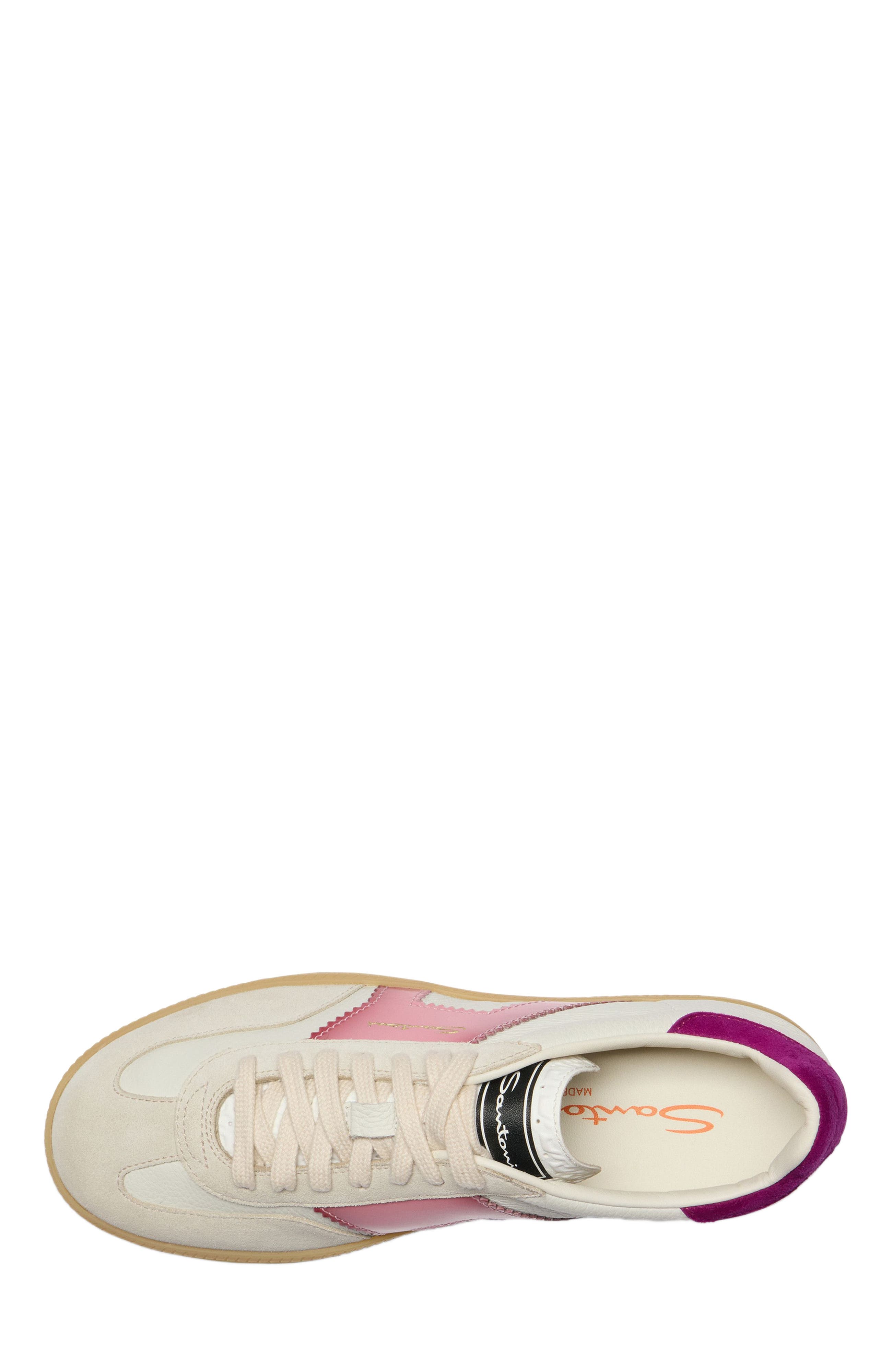 Santoni Women's leather and suede DBS Oly sneaker, Alternate, color, Purple