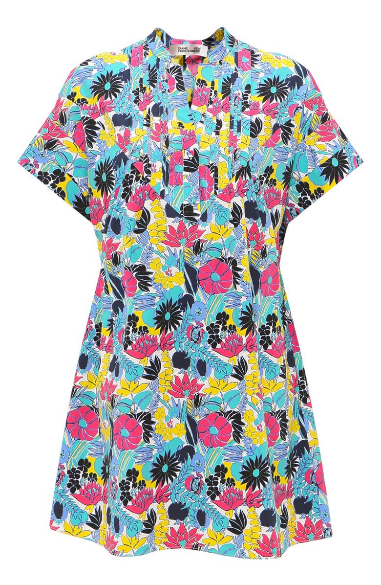 Diane von Furstenberg Fiona Floral Stretch Cotton A-Line Dress | Nordstrom