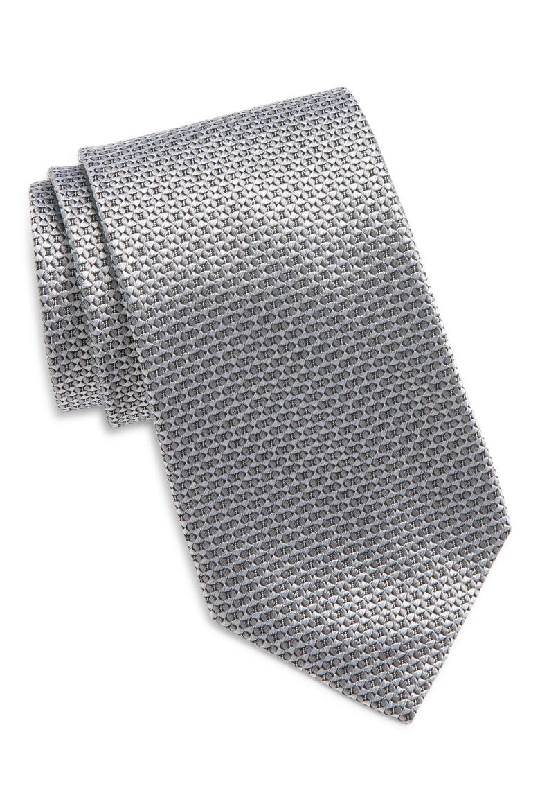Solid Silk Tie, Main, color, SILVER