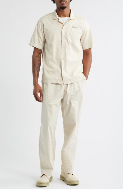 Service Works Script Embroidered Organic Cotton Camp Shirt In Neutral