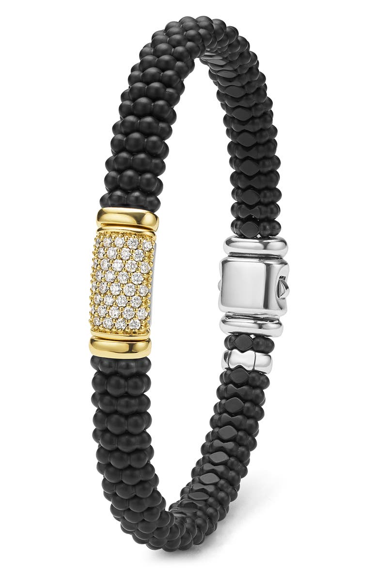 Men's Two-Tone Matte Black Ceramic Diamond Bracelet, Alternate, color, BLACK CERAMIC