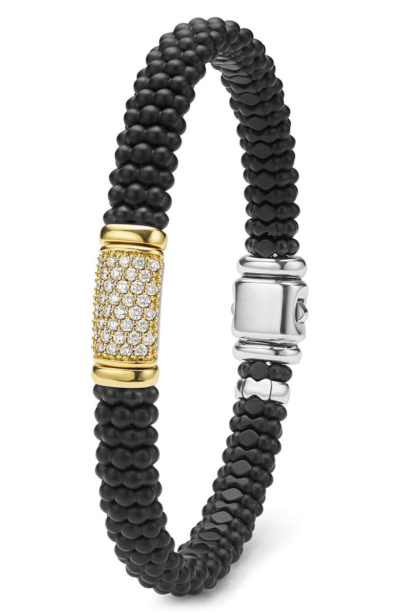 LAGOS Men's Two-Tone Matte Black Ceramic Diamond Bracelet, Alternate, color, Black Ceramic