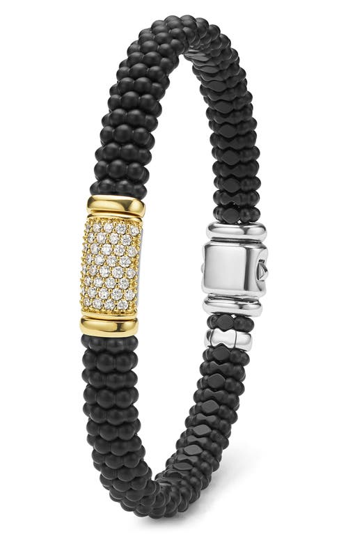 Lagos Two-tone Matte Black Ceramic Diamond Bracelet In Black