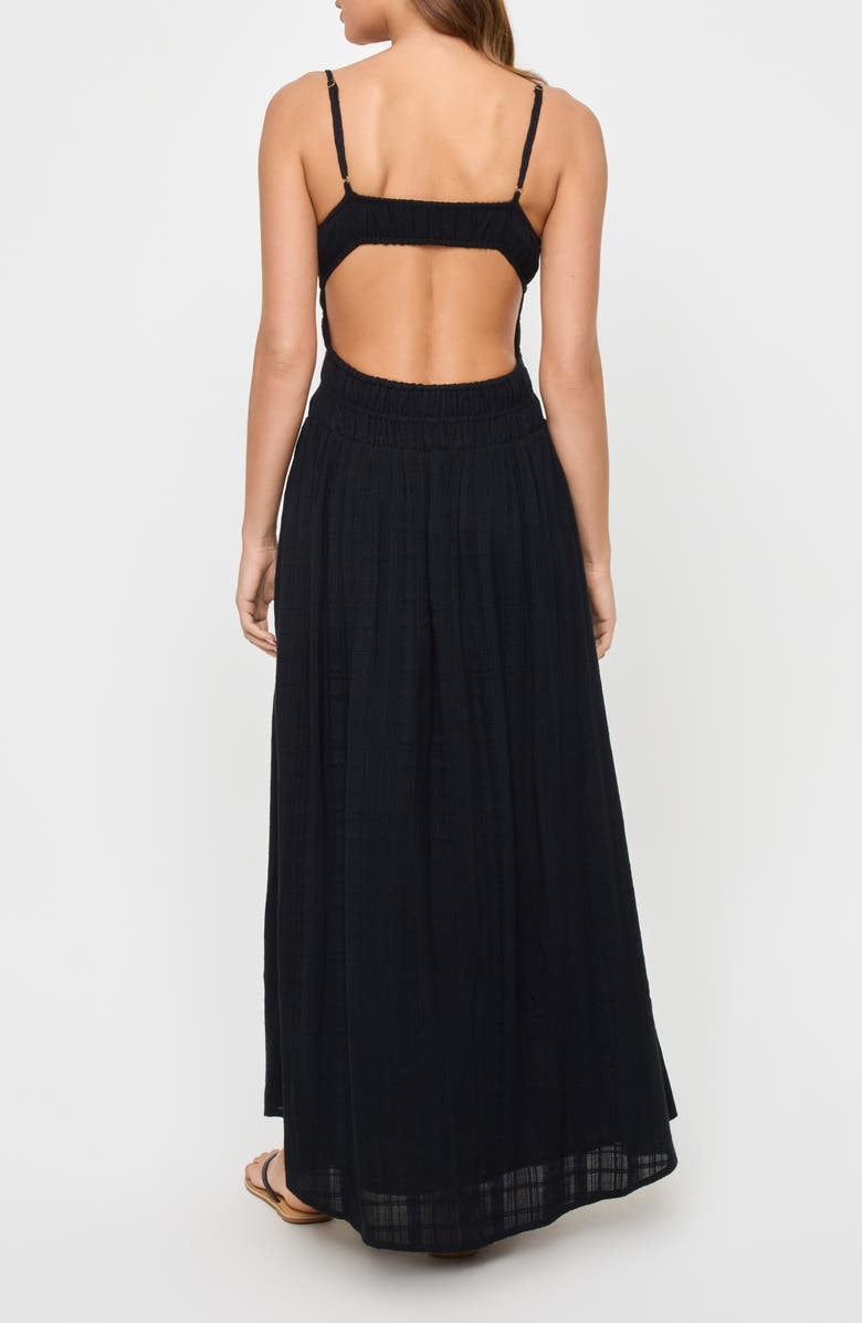 LSPACE Tala Shirred Waist Cover-Up Maxi Sundress, Alternate, color, Black
