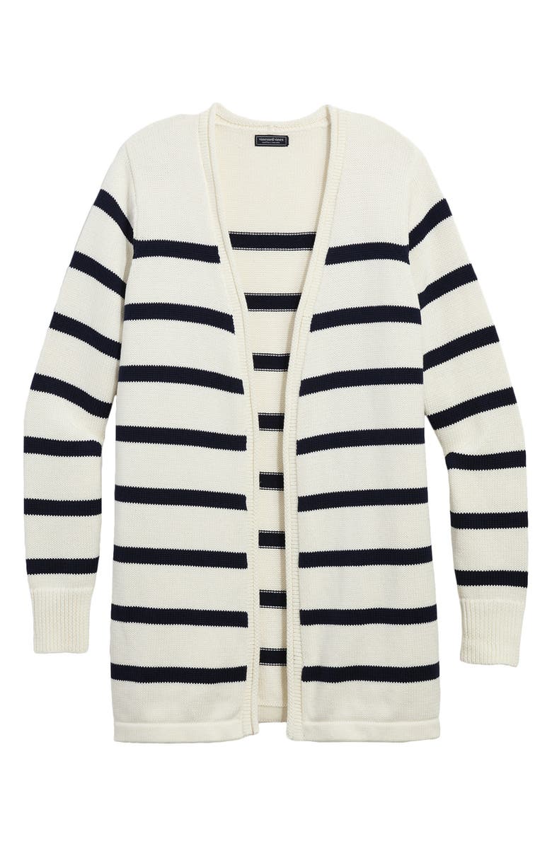 vineyard vines Stripe Open Front Cotton Cardigan, Main, color, Stripe - Marsh/ Navy