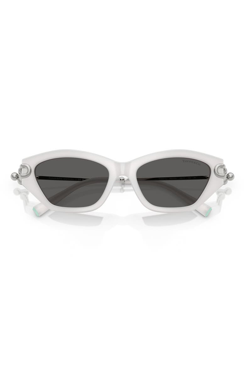 Tiffany & Co. 53mm Cat Eye Sunglasses, Alternate, color, Frosted Star White / Dark Grey