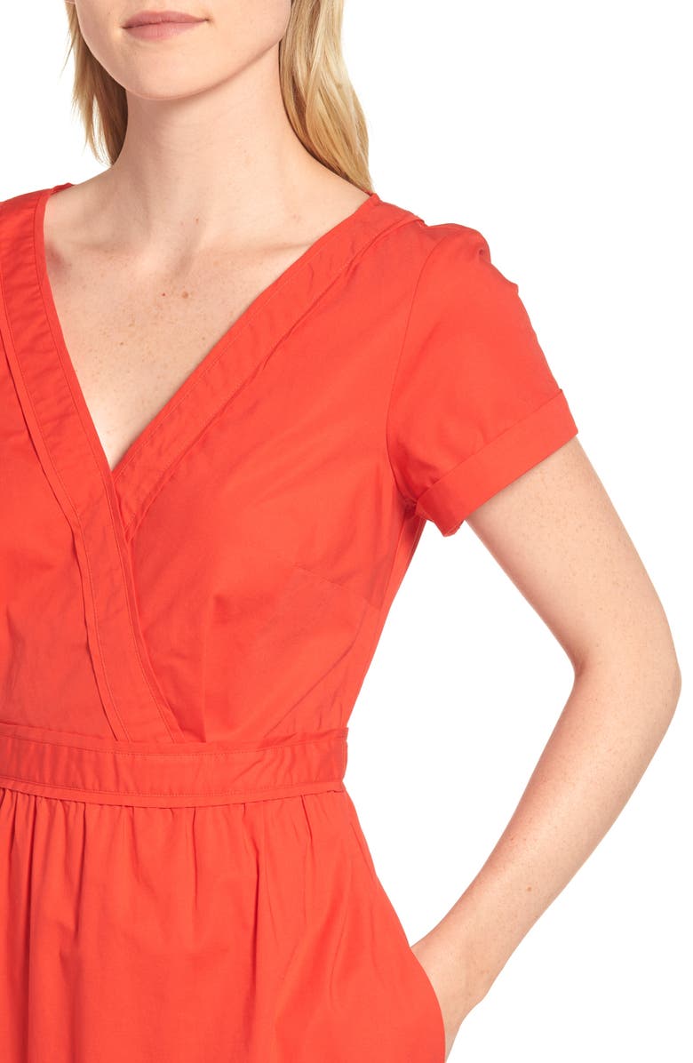 J.Crew Short-Sleeve V-Neck Midi Dress, Alternate, color,