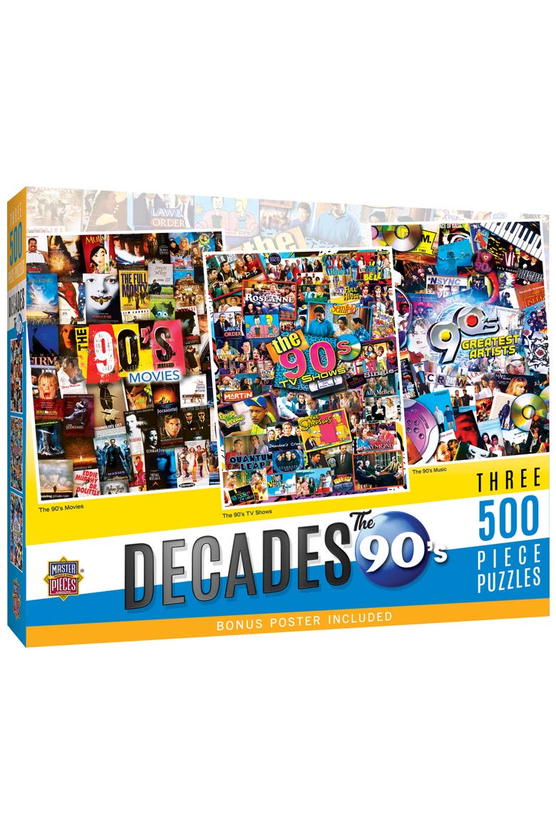 The 90's 500 Piece Puzzles 3-Pack, Main, color, Multicolor