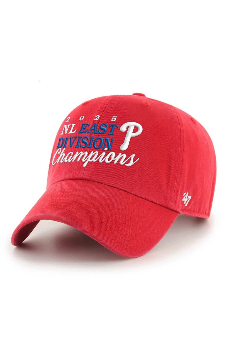 '47 Men's '47 Red Philadelphia Phillies 2025 NL East Division Champions Clean Up Adjustable Hat, Main, color, Red