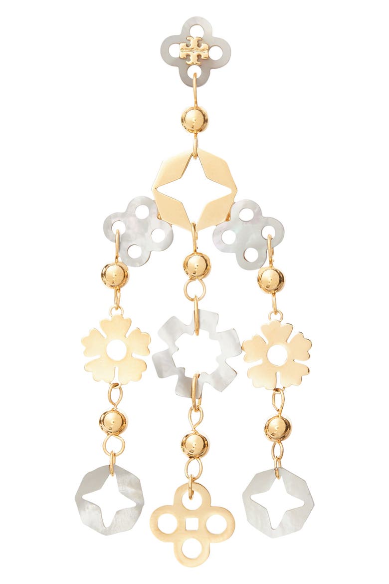Forget Me Not Chandelier Earrings, Alternate, color, TORY GOLD / MOTHER OF PEARL