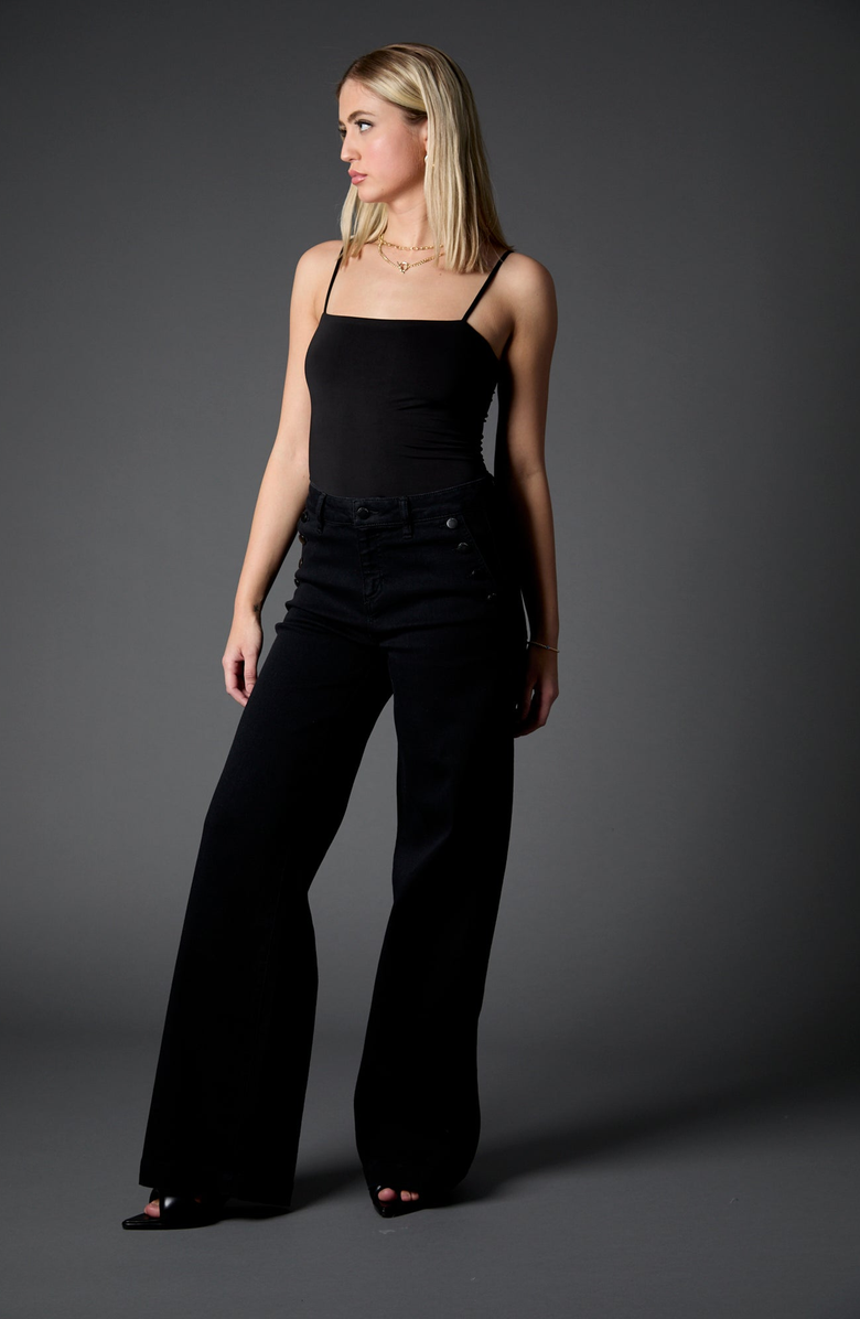 BLUE REVIVAL Selena Recycled Wide Leg Trouser, Alternate, color, Black Rinse