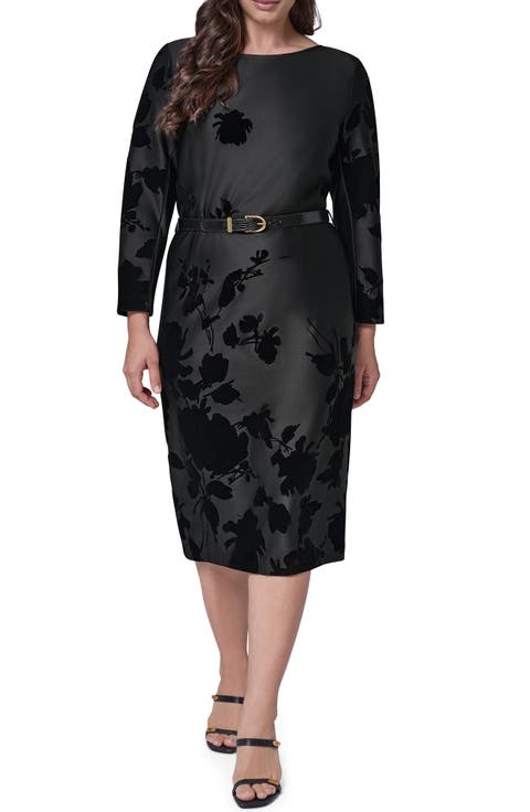 Flocked Scuba Sheath Dress