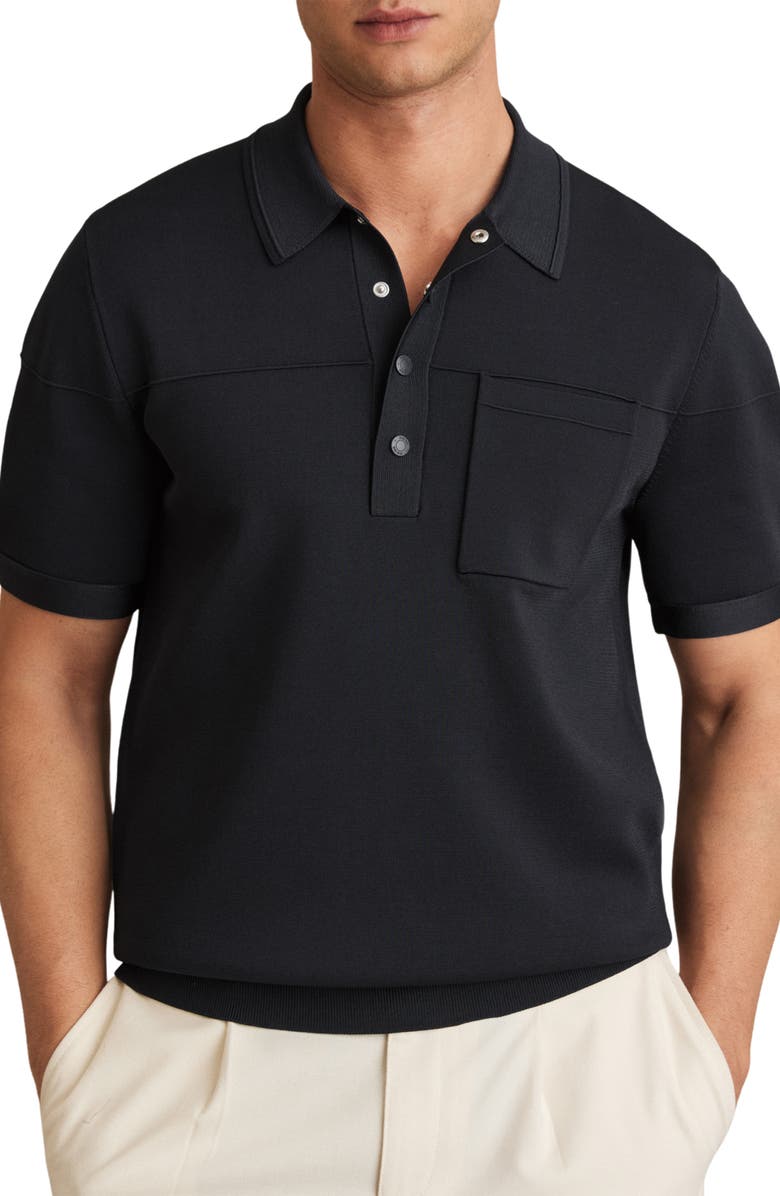 Reiss Blinker Seamed Polo, Alternate, color, Navy