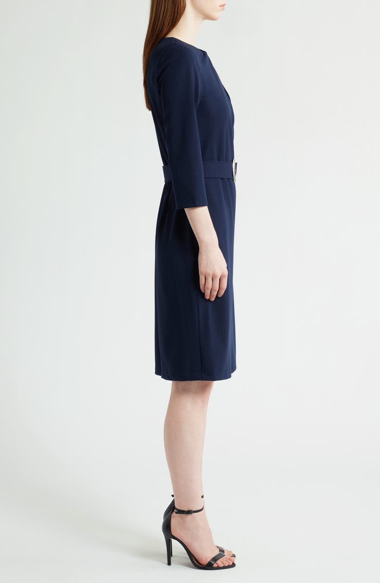 Tahari ASL Belted Crepe Dress, Alternate, color, 