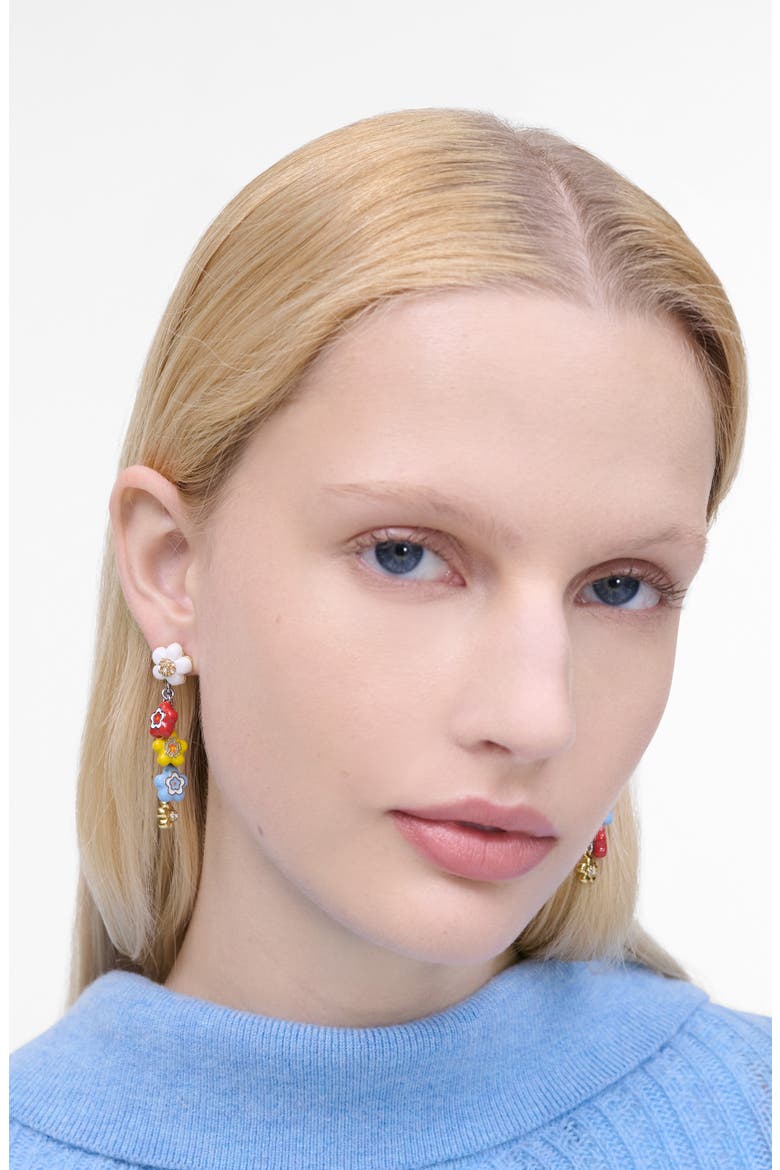 Wild Daisy Statement Drop Earrings, Alternate, color, TWO TONE/ BLUE MULTI