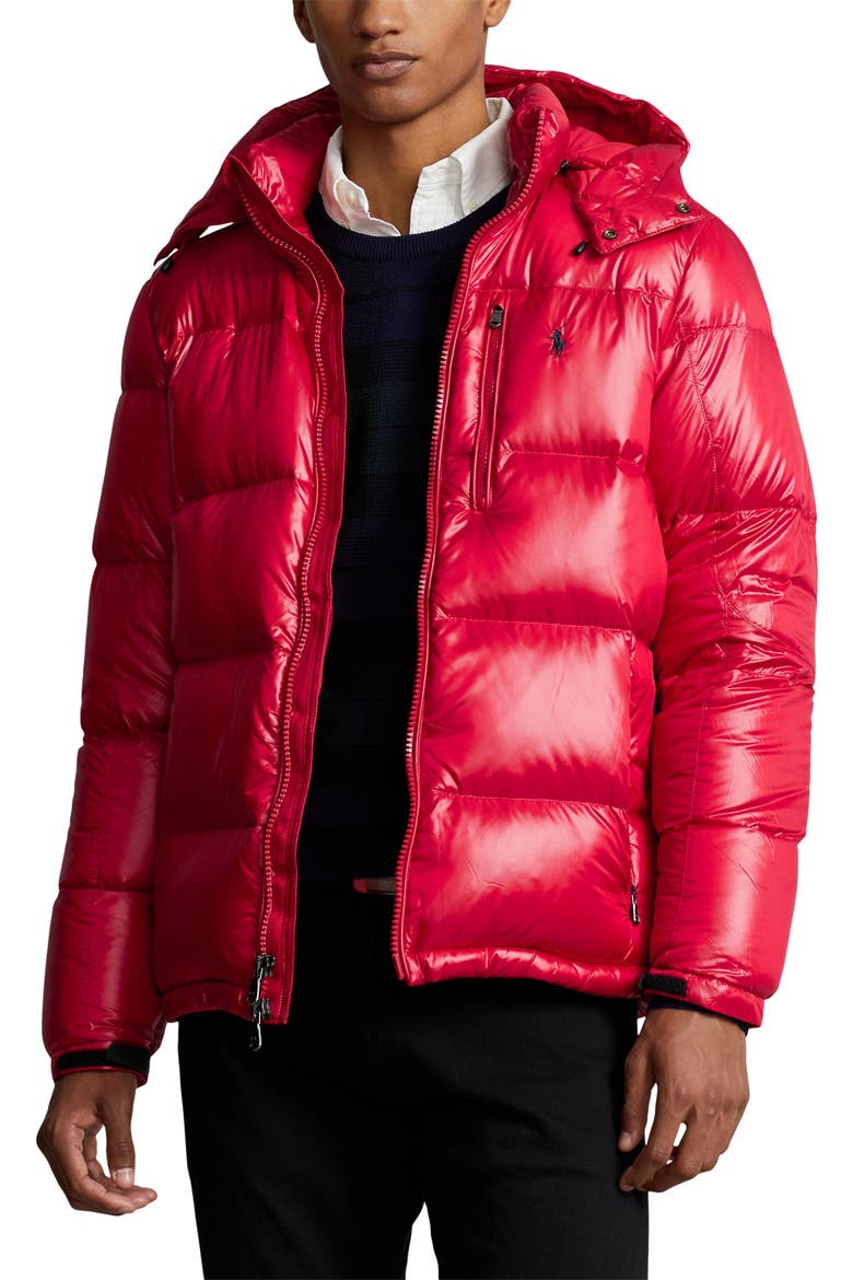 Water Repellent 650 Fill Power Down Jacket, Main, color, RL 2000 RED GLOSSY