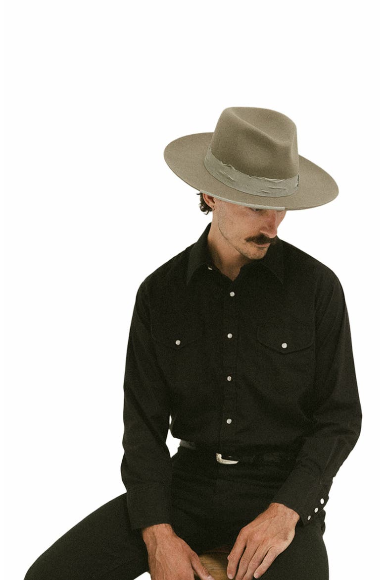 Delmar Distressed Felt Fedora, Alternate, color, Olive