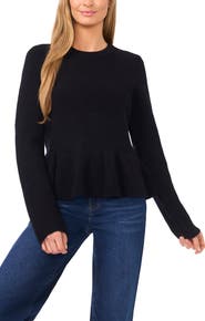 CeCe Rib Peplum Sweater