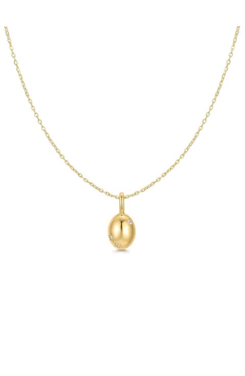 Cubic Zirconia Oval Pendant Necklace