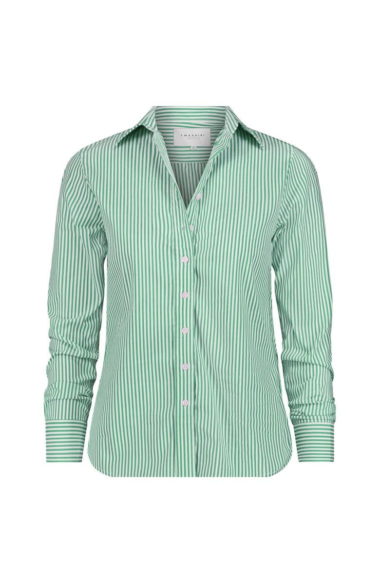 The Shirt by Rochelle Behrens The Icon Shirt in Stripe, Alternate, color, Green Stripe