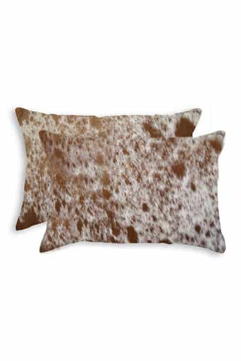 Torino Kobe Genuine Cowhide Pillow - Set of 2 - 12"x20" - Brown/White
