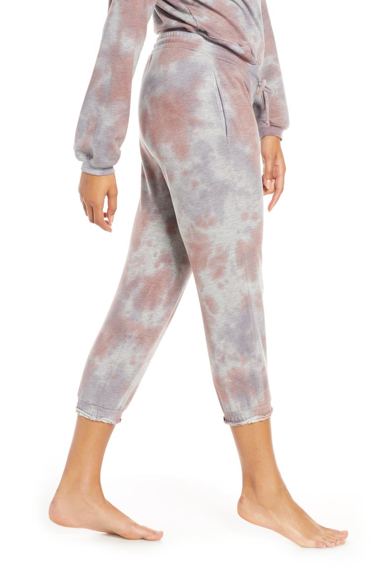 Ultraviolet Crop Lounge Pants, Alternate, color, PURPLE TIE DYE