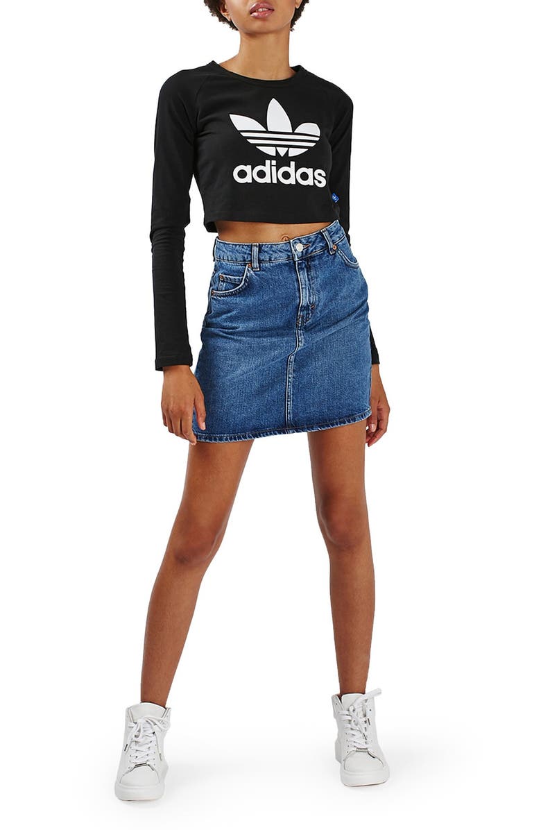 Topshop Moto High Rise Denim Skirt, Alternate, color,