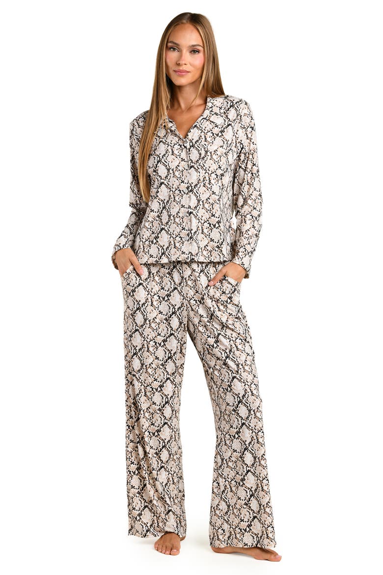 Island Serpent Pajamas, Alternate, color, BROWN MULTI
