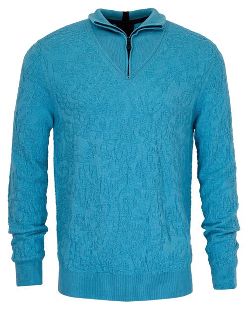 Lords Of Harlech Quinn Quarter Zip Merino Wool Sweater In Blue