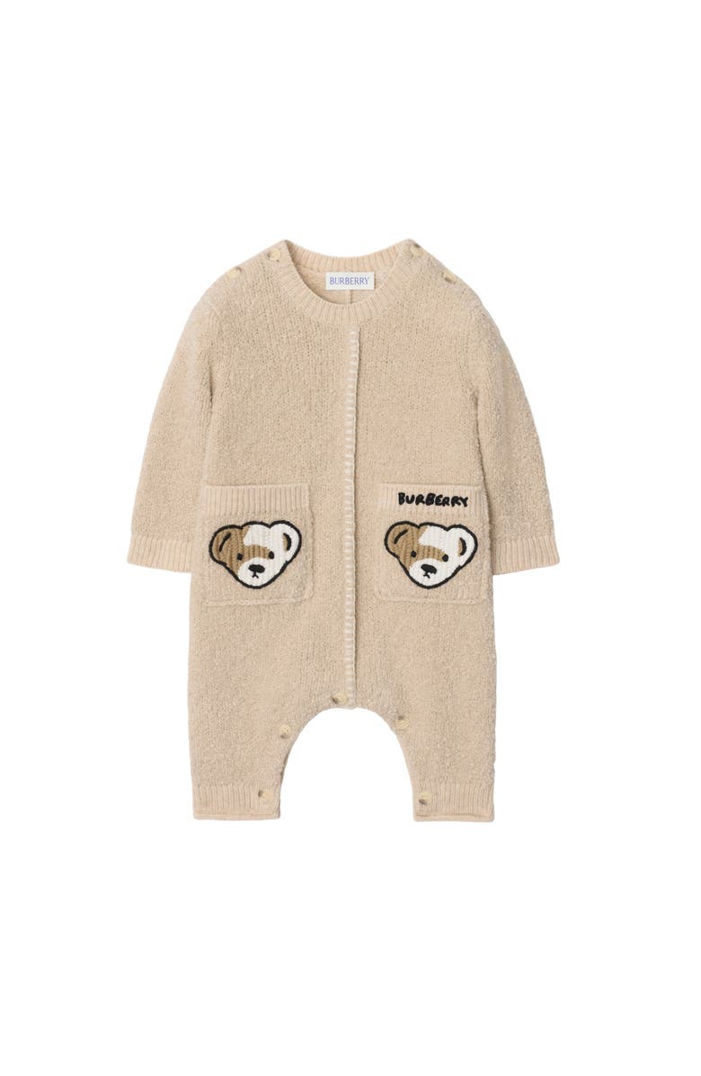 Burberry Thomas Bear Cotton Blend Jumpsuit, Main, color, Pale Stone