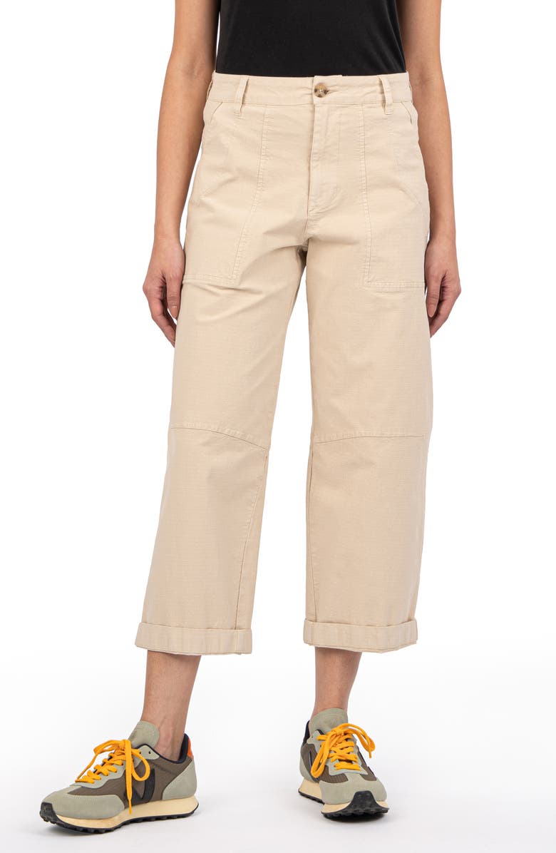 KUT from the Kloth Ashton High Waist Crop Wide Leg Barrel Ripstop Pants, Main, color,