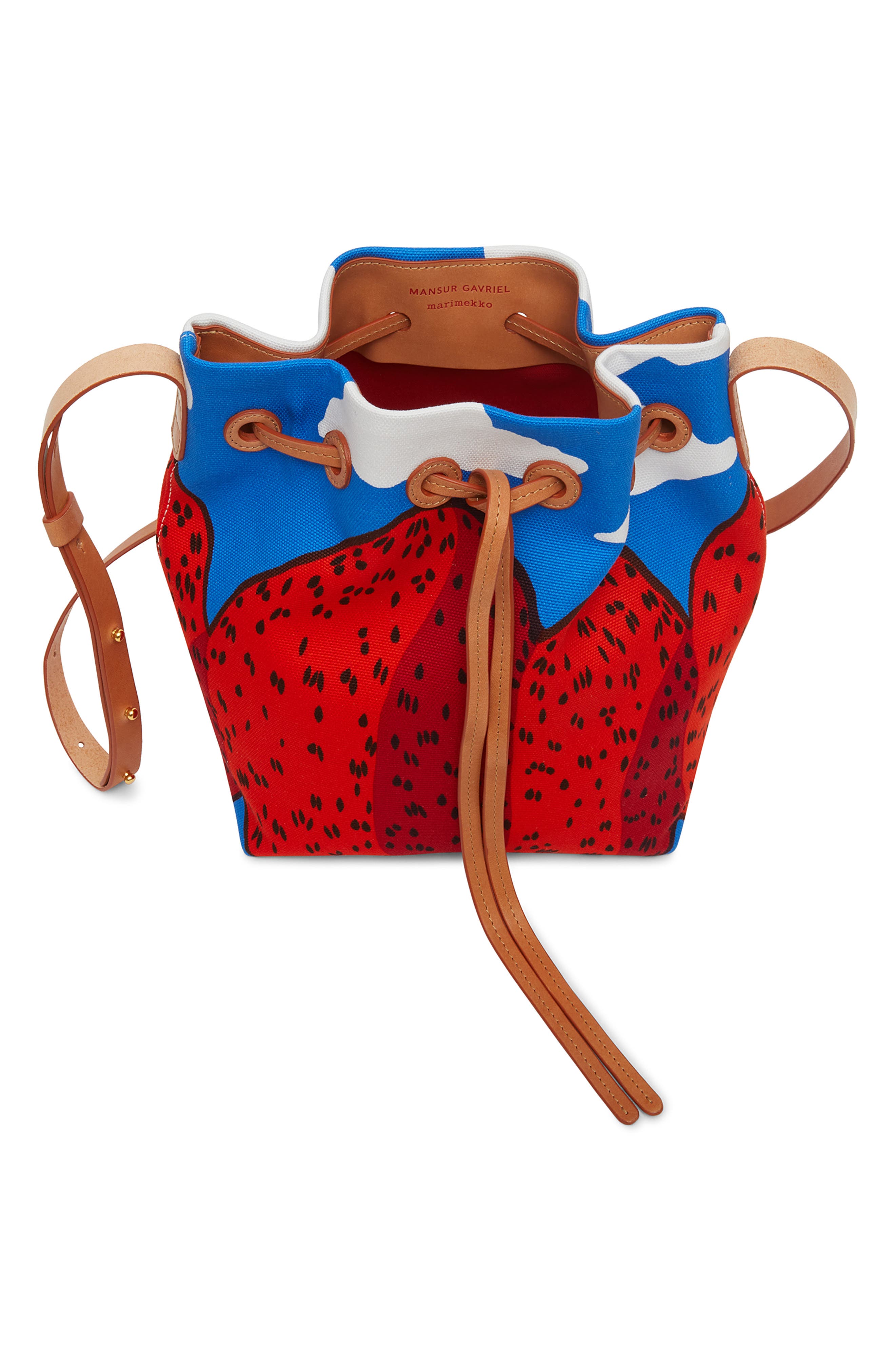 Mansur Gavriel x Marimekko Mansikkavuoret Print Canvas Bucket Bag, Alternate, color, 