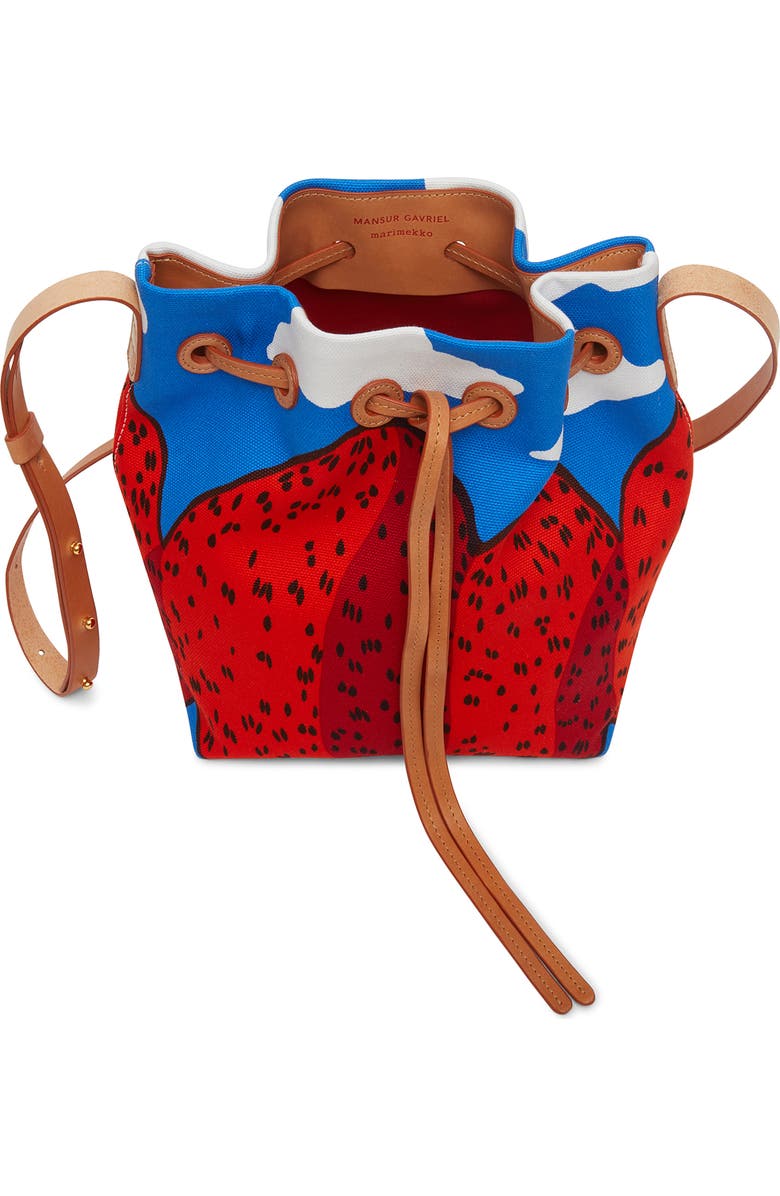 Mansur Gavriel x Marimekko Mansikkavuoret Print Canvas Bucket Bag, Alternate, color,