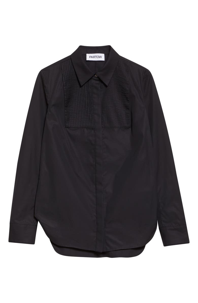 PARTOW Natalia Pintuck Cotton Poplin Button-Up Shirt, Main, color, Black