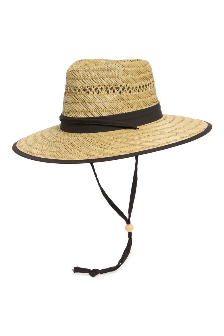Rush Straw Lifeguard Hat, Main, color, NATURAL/BLACK