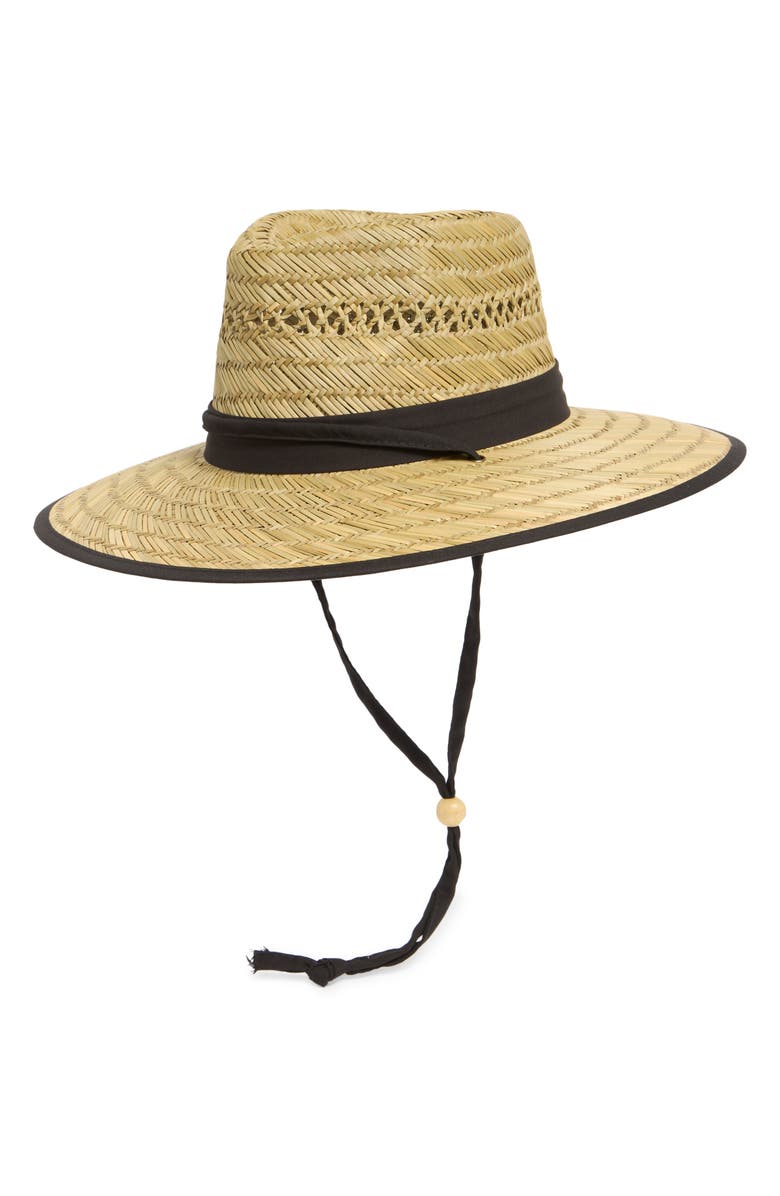 San Diego Hat Rush Straw Lifeguard Hat, Main, color, Natural/Black