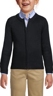 Lands' End School Uniform Girls Cotton Modal Zip-front Cardigan Sweater