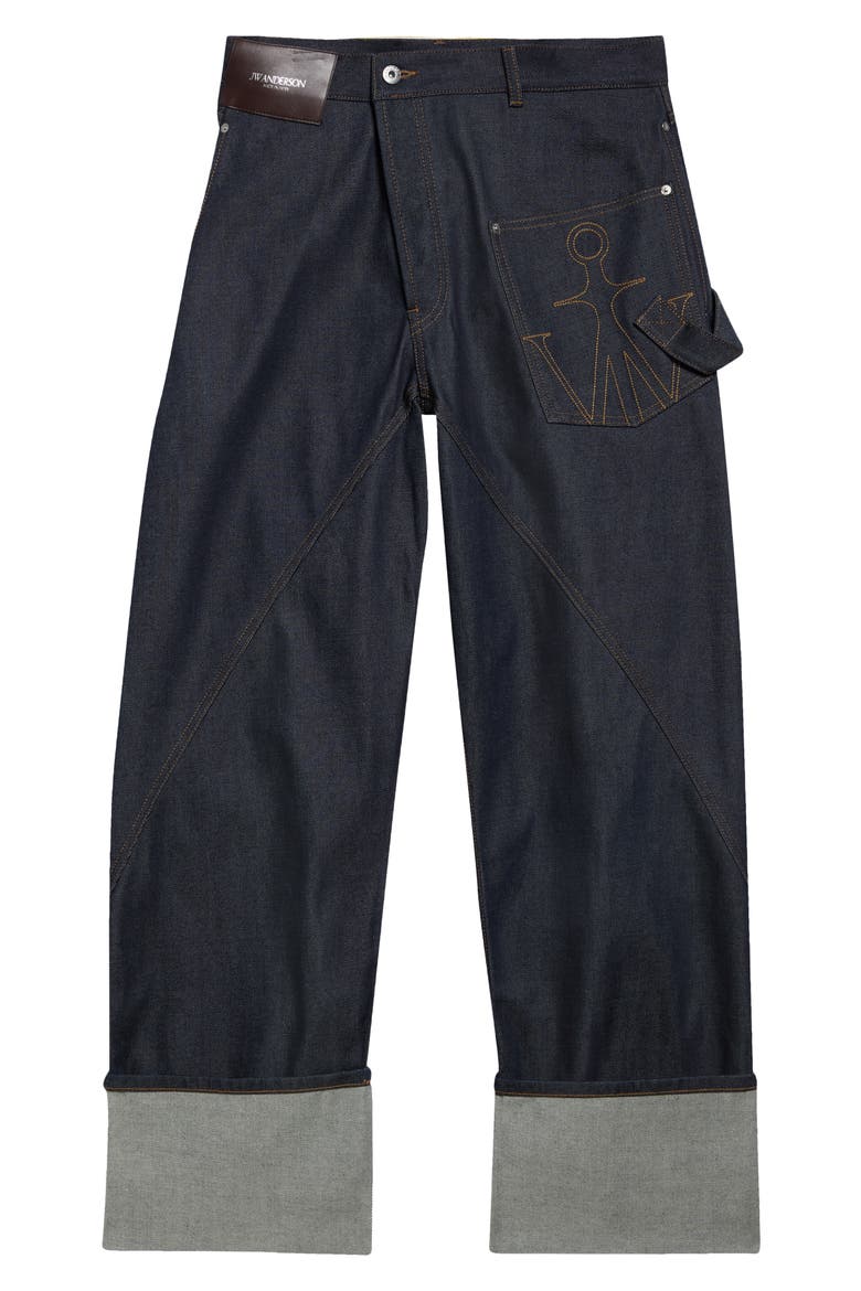 Cuffed Twisted Workwear Jeans, Alternate, color, INDIGO