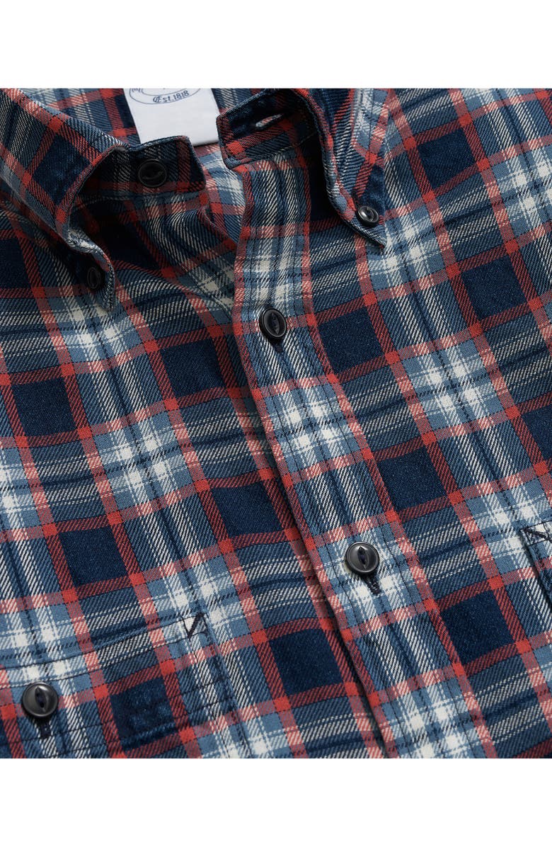 Brooks Brothers Plaid Cotton Button-Down Work Shirt, Alternate, color, 