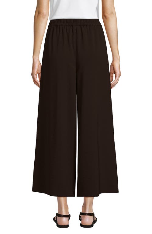 Lands' End Creaseless High Rise Palazzo Crop Pants In Rich Coffee