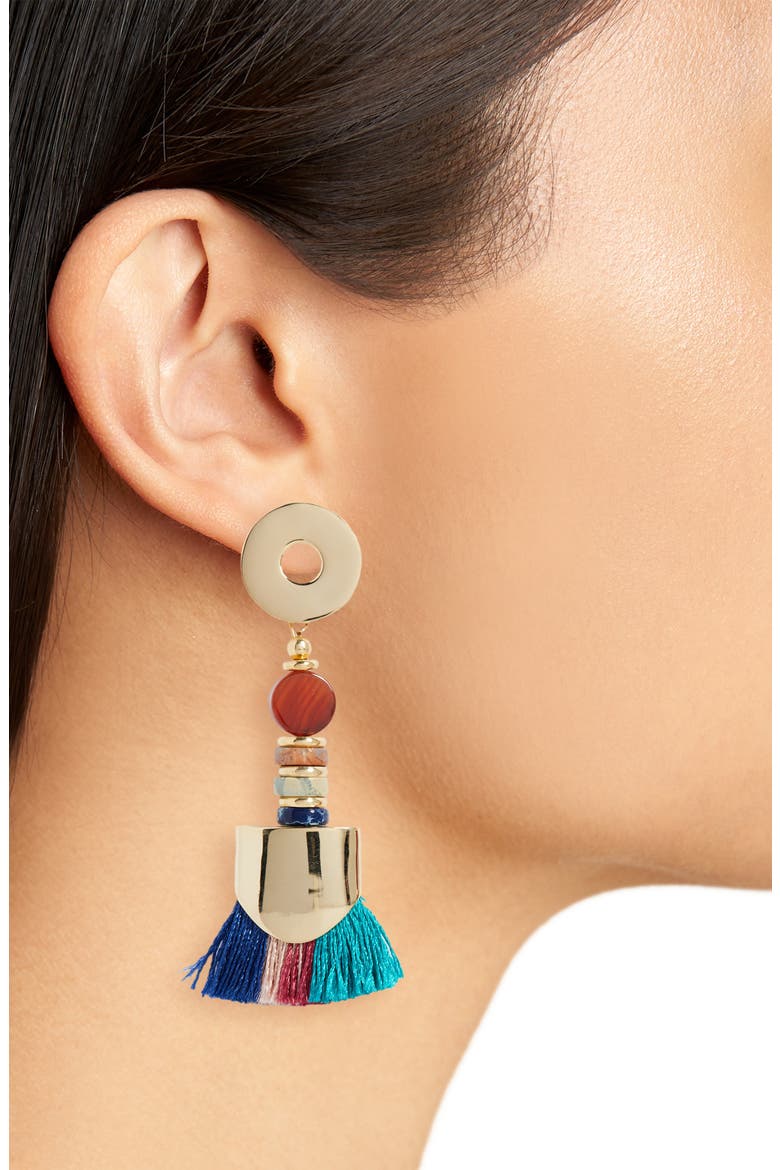 Ancient Agate Tassel Earrings, Alternate, color, AGATE/ GOLD