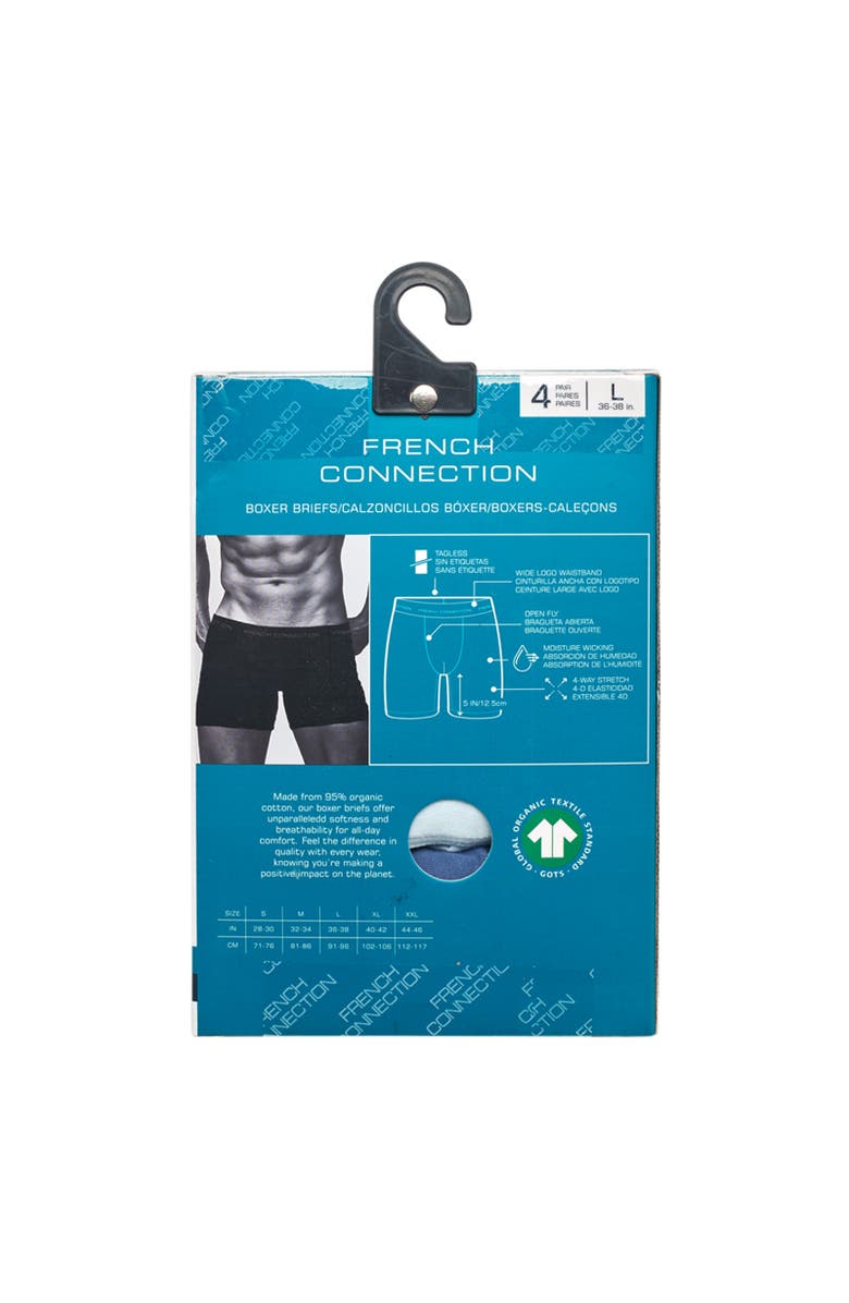 French Connection 4-Pack Cotton Boxer Brief, Alternate, color, Blue Grey